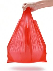 50/100pcs Thick Red Plastic Bags, Food/Shopping/Grocery Carry Bag, Reusable Supermarket Plastic Bag