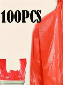50/100pcs Thick Red Plastic Bags, Food/Shopping/Grocery Carry Bag, Reusable Supermarket Plastic Bag