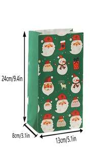 12/24pcs/Set 24*13*8CM Elegant Christmas Kraft Paper Snowman & Snowflake Pattern Candy Gift Bags With 1pc Sticker Christmas Decorations Christmas Decor Christmas Gifts Christmas Party Supplies Christmas Gift Bags Christmas Bags Christmas Stickers