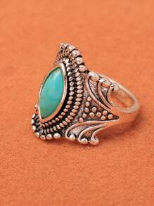 1 Peça Anel Oval com Textura de Pedra Semipreciosa Falsa de Estilo Vintage Nepal, Disponível em Várias Cores