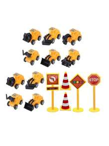 5/6 Construction Cake Decoration Vehicle Cake Decoration Set Excavator Cupcake Decoration Traffic And Road Signs Decoration Happy Birthday Party Supplies Gift