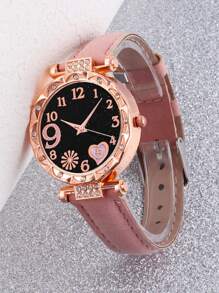 2 pièces Ensemble : 1 pièce montre décontractée pour femmes et 1 pièce ensemble cadeau de portefeuille à plusieurs couches à la mode