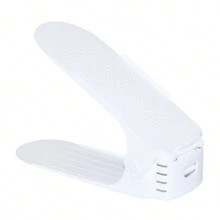 VA-Cerulean Adjustable Shoe Racks White/Black Non-Slip Shoe Holder 3 Height Adjustable PP Double Layer Shoe Stacker Set Space Saving Shoe Storage, 10 Pieces / 30 Pieces