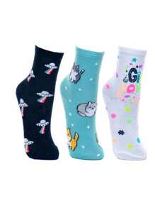 Kit 3 Pairs Selene Medium Socks (2 To 3cm Longer Than The Socket) Soft Cotton - 淺粉色 - 查看 2