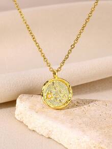 12 Sternzeichen Anhänger Halsketten für Frauen, 12 Konstellationen Edelstahl Kette Schmuck, Widder Waage Löwe Jungfrau Geburtstags Geschenke - Goldgelb - Übersicht 22