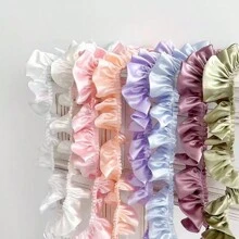 Glass Satin Ruffle Trim Supplies, Glossy Dress Skirt Pleat, Dress Cuff Garment Fabric,  Frill Trim, Sofa Pillow, Pet Apparel, Floral Decor - Multicolor - View 2