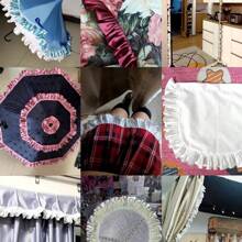 Glass Satin Ruffle Trim Supplies, Glossy Dress Skirt Pleat, Dress Cuff Garment Fabric,  Frill Trim, Sofa Pillow, Pet Apparel, Floral Decor - Multicolor - View 8