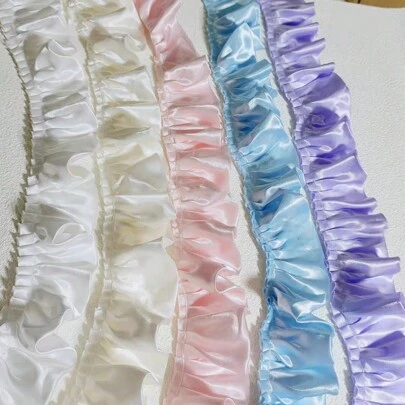 Satin Rüschen Zierband, glänzender Röcke Plissee, Kleider Manschette Kleidungsstoff, Rüschen Band, Sofa Kissen, Haustier Bekleidung, Blumen Dekoration