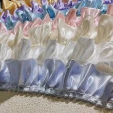 Glass Satin Ruffle Trim Supplies, Glossy Dress Skirt Pleat, Dress Cuff Garment Fabric,  Frill Trim, Sofa Pillow, Pet Apparel, Floral Decor - Multicolor - View 9