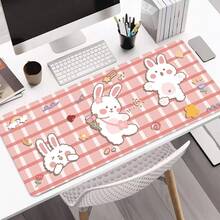 Cute Cartoon Rabbit Mouse Pad, Desk Pad, Large Keyboard Pad, Rubber Anti-Slip Texture, All-Round Edge Locking, Pink Mouse Pad - 60x30x0.2cm - View 14