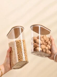 1 pezzo/2 pezzi Vaso sigillato trasparente con coperchio in bambù, contenitore per alimenti di grande capacità, dispenser per cereali, per conservare cereali, riso, pasta e snack in cucina