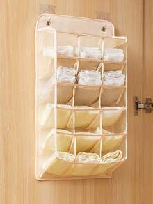 1 Pieza Bolsa para colgar en la pared sin necesidad de taladrar con 5/15 rejillas, bolsa para colgar ropa interior de doble cara con rejillas, bolsas de almacenamiento, bolsillos de almacenamiento plegables para calcetines, sujetadores, artículos domésticos, organizador de espacio ahorrador del hogar para dormitorio, armario, guardarropa, bolsa de aseo de viaje, bolsa de aseo de viaje, bolsa de almacenamiento de maquillaje, bolsa de playa, artículos esenciales de vacaciones, artículos escolares, artículos esenciales de viaje, señoras para universidad, dormitorio, baño, organizador colgante para armario, organización y almacenamiento, contenedores de almacenamiento, almacenamiento de armario, organizador de armario colgante para armario, dormitorio, artículos esenciales del dormitorio para almacenamiento de calcetines, pantalones, vaqueros, camisetas, vestidos - Multicolor - Ver 6