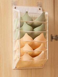 1 Pieza Bolsa para colgar en la pared sin necesidad de taladrar con 5/15 rejillas, bolsa para colgar ropa interior de doble cara con rejillas, bolsas de almacenamiento, bolsillos de almacenamiento plegables para calcetines, sujetadores, artículos domésticos, organizador de espacio ahorrador del hogar para dormitorio, armario, guardarropa, bolsa de aseo de viaje, bolsa de aseo de viaje, bolsa de almacenamiento de maquillaje, bolsa de playa, artículos esenciales de vacaciones, artículos escolares, artículos esenciales de viaje, señoras para universidad, dormitorio, baño, organizador colgante para armario, organización y almacenamiento, contenedores de almacenamiento, almacenamiento de armario, organizador de armario colgante para armario, dormitorio, artículos esenciales del dormitorio para almacenamiento de calcetines, pantalones, vaqueros, camisetas, vestidos - Multicolor - Ver 5