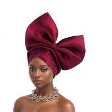 Afrikaanse hoofddoek, grote strikontwerp hoofddoek hoed, glanzende zijden gelaagde band, Nigeriaanse hoofddeksels, autogel hoofddoek hoed is speciaal voorbereid voor bruiloften, feesten en speciale gelegenheden