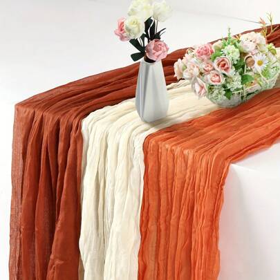 Burlap Table Runner, Vintage Boho Chic Cheesecloth Table Cloth For Wedding, Bridal Shower And Party Decorations