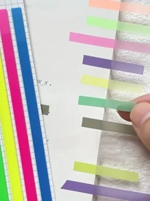 160 Pieces In 1 PET Ultra-Thin Strip Solid Color Index Sticker Sticky Note Student Transparent Color Highlight N Times Color Sticky Note Long Strip Index Sticky Note, Transparent Sticker, Writable Transparent Waterproof Student Reading Marker Sticker Back To School