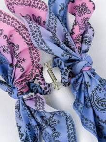 1pc Paisley Flower Bow Hair Clip, Oversized Boho Claw Fabric Hair Clip Hair Clips Hair Jaw Clip Hair Clamps Hair Clutch Hair Claw Clip, Claw Clip Fall Winter Hair Accessories For Women For Vacation Outfits Woman Summer, Holiday, Travel - Multicolor - View 2