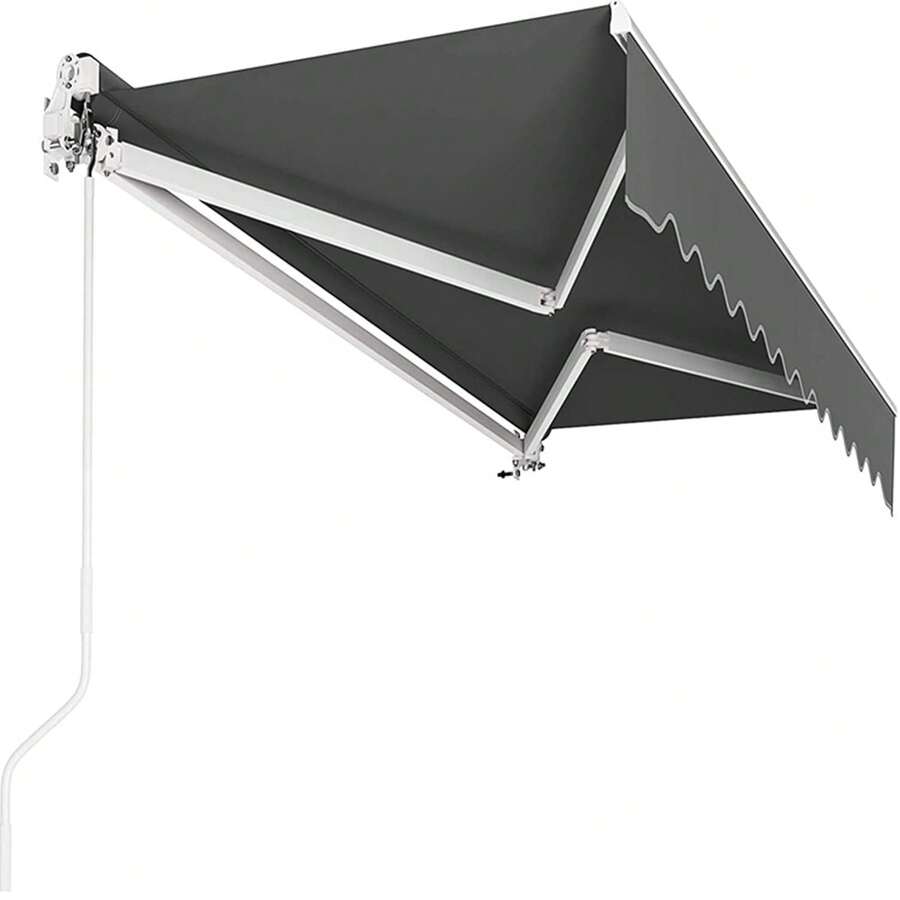 200/300 X 250cm Manual Articulated Arm Awning, Articulated Awning, Including Wall Bracket, Hand Crank, Water-Repellent Aluminum/Polyester, For Outdoor Terrace Balcony, Anthracite - 灰色 - 查看 1