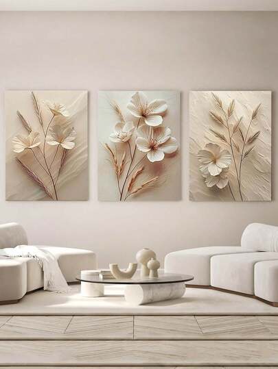 3pcs Minimalist Style Poster, European Style Wall Art, Flowers Wall Decor, Modern Posters, Fashion Artwork Home Decor Ideal Gift, Room Aesthetic Canvas Painting Art Print, Living Room Bedroom Kitchen Bathroom Dormitory Decorative Painting, No Frame Gifts Birthday Graduation