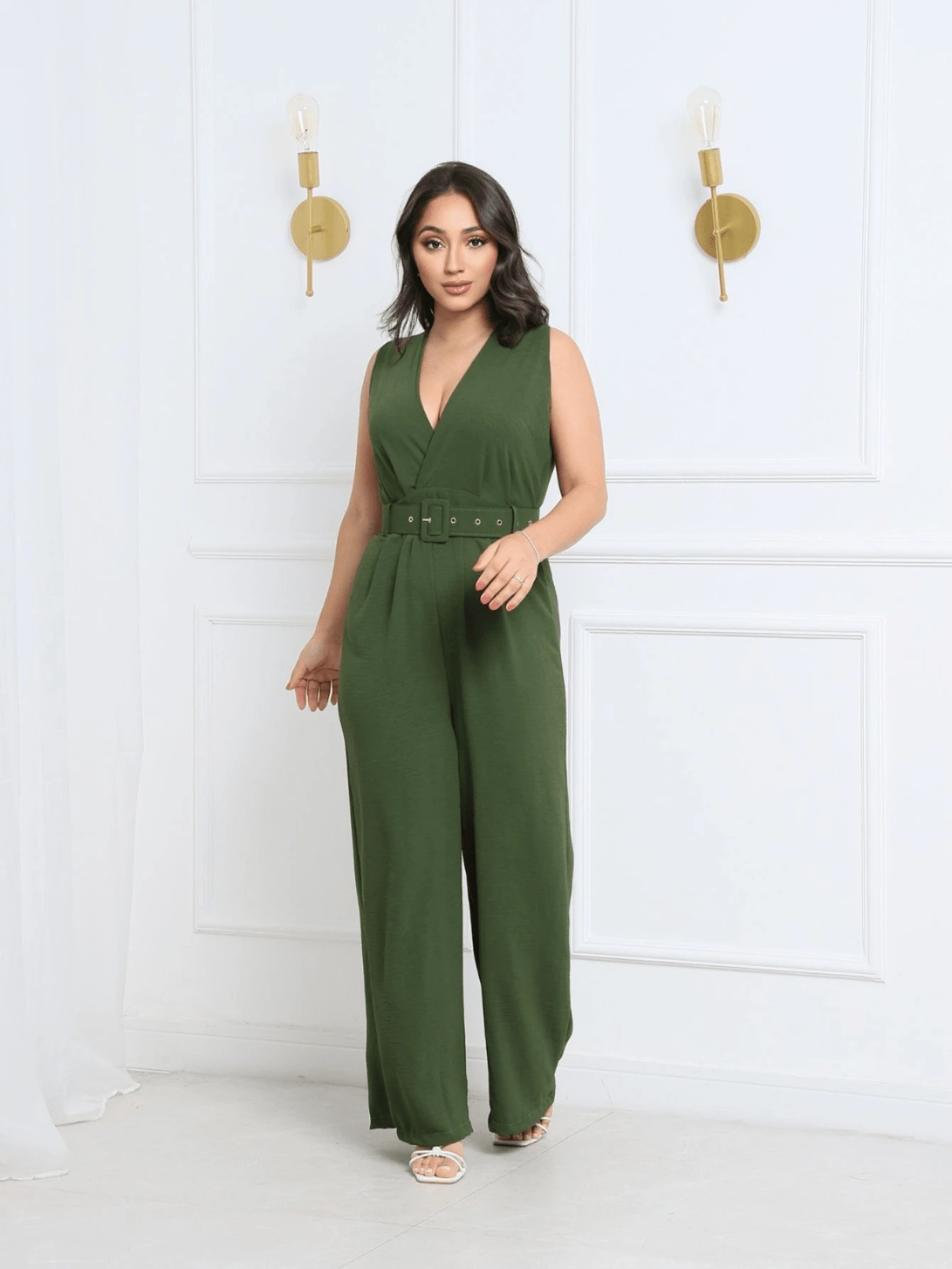 ELEGANT LONG WOMEN'S OVERALLS - xanh quân đội - Xem 1