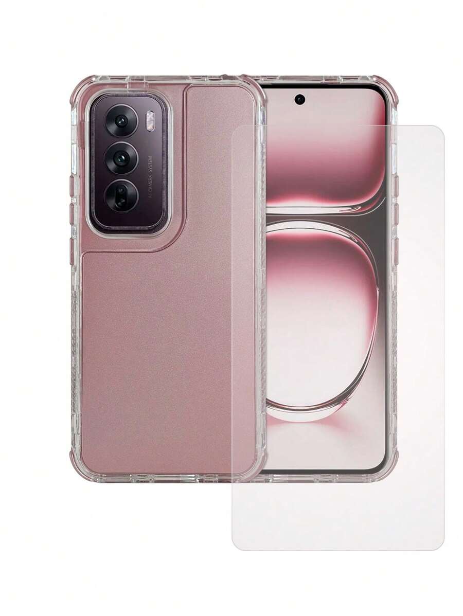 Funda 360 3 En 1 Uso Rudo Color Metal Para Oppo Reno 12 5g Rainbow + Mica Hidrogel - Rosa - Ver 1