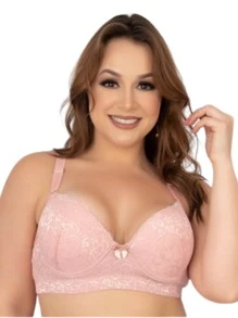 Kit 3 Plus Size Support Bra Reinforced Women's With Lace Cup Thick Adjustable Strap With Underwire - 彩色 - 查看 2