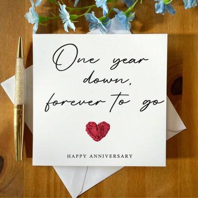 First Anniversary Card, One Year Down Forever To Go,Anniversary Card, Card For Him, Anniversary Card For Her Including Envelope,Christmas