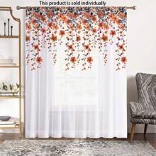 1 tấm rèm voan in họa tiết lá và hoa tự nhiên - Nhẹ, thoáng khí, làm dịu ánh sáng để trang trí nhà ở yên bình trong nhà ở, khách sạn, căn hộ - Nhiều màu 3 - Xem 1