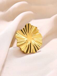 1 Pc Exaggerated Large Sunflower Flower Open Ring For Women Gold Color Stainless Steel Geometric Ring Engagement Wedding Jewelry Gift Valentines