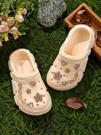 HOEASE Girls' Wooden Clogs, Garden Shoes, Comfortable Lightweight Hollow Sandals, Spring/Summer Floral Pattern