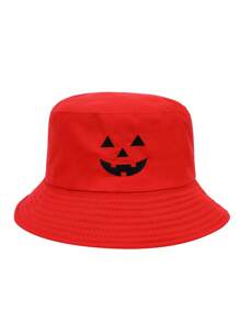 1 件男女通用南瓜刺绣双面渔夫帽，新奇派对配饰（适合万圣节） - 彩色 - 查看 8