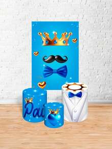 Kit Decorative Covers Rectangular Panel + Trio Sublimated Cylinder Covers Party And Birthday Decoration Various Themes Father's Day Father And Son - Hình chữ nhật + 3cilin 2046 - Xem 1