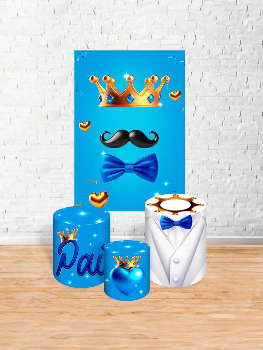 Kit Decorative Covers Rectangular Panel + Trio Sublimated Cylinder Covers Party And Birthday Decoration Various Themes Father's Day Father And Son - Hình chữ nhật + 3cilin 2046 - Xem 1