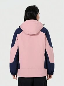 Speed mate Giacca con cappuccio a maniche lunghe a blocchi di colore per donna - Rosa - Visualizzare 4