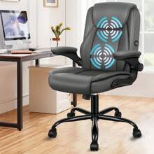 ALFORDSON Massage Office Chair, Computer Office Chair, PU Leather Chair 150kg Load Capacity - Grey - View 1