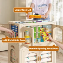 75GAL Storage Bins With Lids Large Stackable Storage Bins With Wheels And Door Storage Containers Box For Closet Organizers And Storage Plastic Drawer Storage For Bedroom Office Kitchen School - trắng - Xem 7