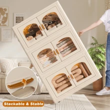 75GAL Storage Bins With Lids Large Stackable Storage Bins With Wheels And Door Storage Containers Box For Closet Organizers And Storage Plastic Drawer Storage For Bedroom Office Kitchen School - trắng - Xem 4