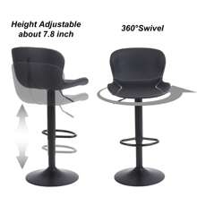 Bar Stools Set Of 2, Swivel Counter Height Barstools With Back, Adjustable Bar Chairs, Tall Armless PU Leather Kitchen Island Stool