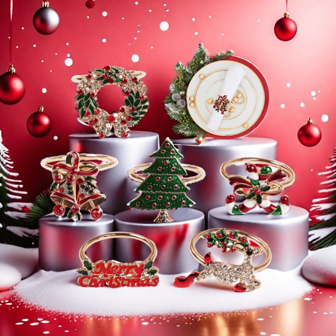 Mixed Design Christmas Napkin Rings, Featuring Letters, Deer, Candy Canes, Wreaths, Bells And Trees, Ideal For Holiday Dining Tables, Elegant Christmas Napkin Holders - Perfect For Weddings, Christmas, Thanksgiving And Home/Kitchen Casual Or Formal, 6pcs Christmas Candy Cane Napkin Rings, Bell Napkin Rings, Reindeer Napkin Holders, Christmas Rings With Stands, Metal Formal Dinner Napkin Rings, Suitable For Christmas Weddings