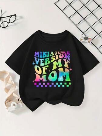 Young Girl Cute Printed Casual Crewneck T-Shirt, Summer