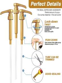 8cc 3pcs/5pcs Black/White/Gold Syrup Pumps, Syrup Pumps For 750ml/25.4oz Bottles, Syrup Pumps For Coffee Syrup Snow Cones, Creative Spice Bottle Pumps, Sauce Pump Dispensers, Pump Dispensers, Multi-Function Pump Dispensers For Oil Bottles, Kitchen Tools),No-Mess, Fixed Angle Design, Anti-Clog, Spill-Proof, Easy-Flow, Fits Multiple Brands - Torani, DaVinci, Skinny, Upouria, Holy Kakow, And 1883
