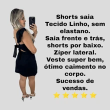 Shorts Set Tailored Social Skirt Open On The Leg Cropped Tie On The Back With Linen Cup Skirt Shorts High Waist Short - màu đen - Xem 6