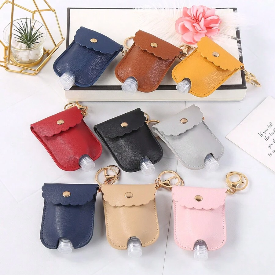 Portable Hand Sanitizer Bottle Mini Hand Sanitizer Bulk Holder Portable Squeeze Bottles With Leather Case Keychain - Multicolor - View 1