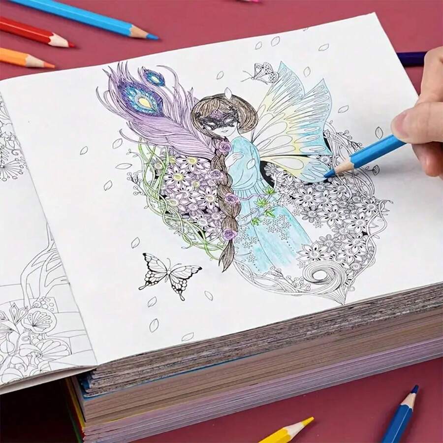8 pezzi Set completo Giardino Segreto di libri da colorare a mano per alleviare lo stress, per il rilassamento e il disegno artistico consapevole, adatto per ufficio, scuola e qualsiasi fascia di età (stile copertina casuale) - Multicolore - Visualizzare 1