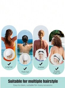 1pc/2pcs Silicone Swimming Cap, Comfortable Bathing Cap Suitable For Curly Short/Medium/Long Hair, Unisex Swimming Cap, Keeps Hair Style For Beach Essential, Beach Accessories, Pool Float - Multicolor - View 5