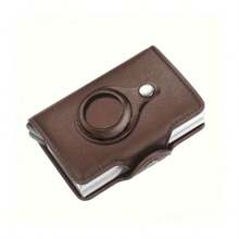 阻挡铝合金双层扣男士小号碳纤维皮革超薄钱包优质男士钱包圣诞礼物感恩节礼物卡夹钱包名片夹男士信用卡夹迷你钱包卡片钱包射频识别钱包 - 彩色 - 查看 15