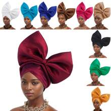 Afrikaanse hoofddoek, grote strikontwerp hoofddoek hoed, glanzende zijden gelaagde band, Nigeriaanse hoofddeksels, autogel hoofddoek hoed is speciaal voorbereid voor bruiloften, feesten en speciale gelegenheden