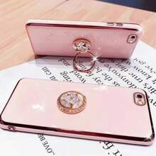 New Electroplated TPU Solid Color Shockproof Phone Case + Gem Ring Holder + Braided Flower Bracelet + Full Set Phone Case, Compatible With Iphone 15, 7/8, IPhone 15 Pro Max, 12 Pro Max, 13 Pro Max, 14 Pro Max, 13, 14, 11, 12 Pro, 14, IPhone XS, XR, 78P, 78GES2, A13 4G, A22, A21S, A51 4G, S22 Ultra, A33 5G, A53, A23, S23 Ultra, S24, S23, A73, Redmi, OPPO, MOTO Phone Cases