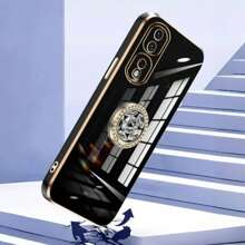 New Electroplated TPU Solid Color Shockproof Phone Case + Gem Ring Holder + Braided Flower Bracelet + Full Set Phone Case, Compatible With Iphone 15, 7/8, IPhone 15 Pro Max, 12 Pro Max, 13 Pro Max, 14 Pro Max, 13, 14, 11, 12 Pro, 14, IPhone XS, XR, 78P, 78GES2, A13 4G, A22, A21S, A51 4G, S22 Ultra, A33 5G, A53, A23, S23 Ultra, S24, S23, A73, Redmi, OPPO, MOTO Phone Cases
