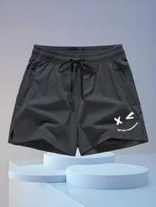 شورت رياضي للرجال بطراز صديقها للياقة البدنية والبسكتبول والجري والماراثون والجيم والشاطئ - سريع الجفاف وقابل للتنفس - رمادي غامق - مشاهدة 2